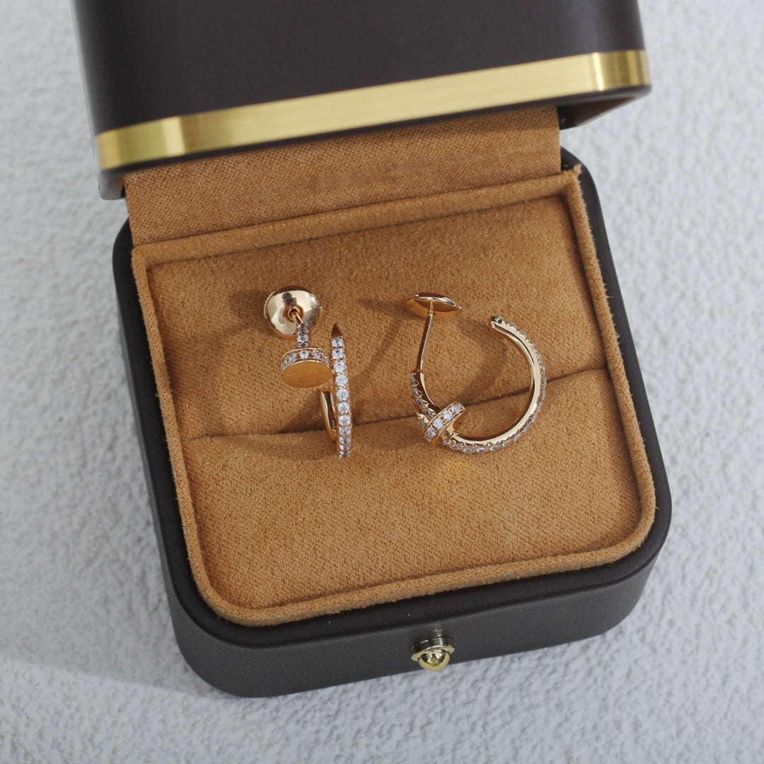 CARTIER JUSTE EARRINGS 12.75MM PINK GOLD DIAMOND