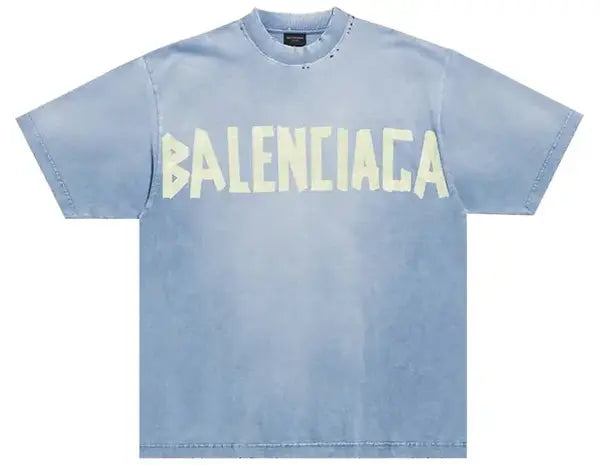 Balenciaga Tape Type Medium Fit T-Shirt 'Faded Blue'