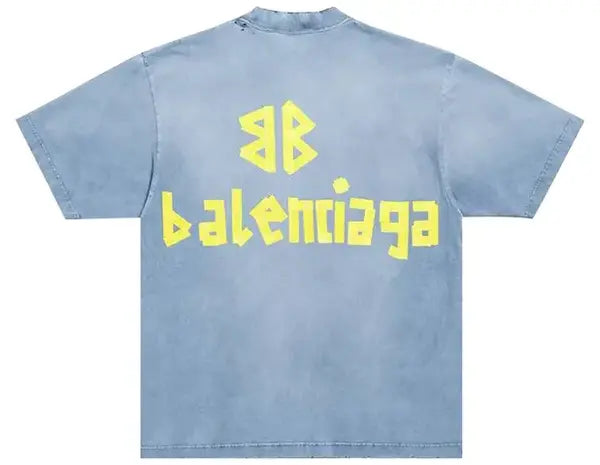 Balenciaga Tape Type Medium Fit T-Shirt 'Faded Blue'
