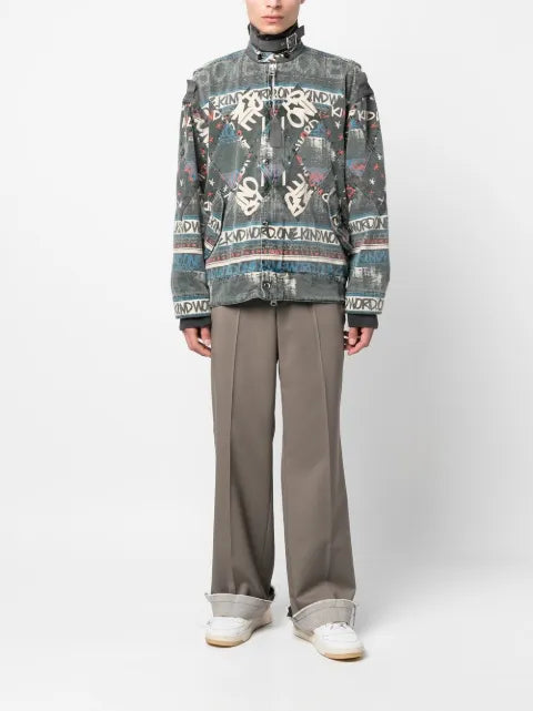 sacai slogan-print bomber jacket