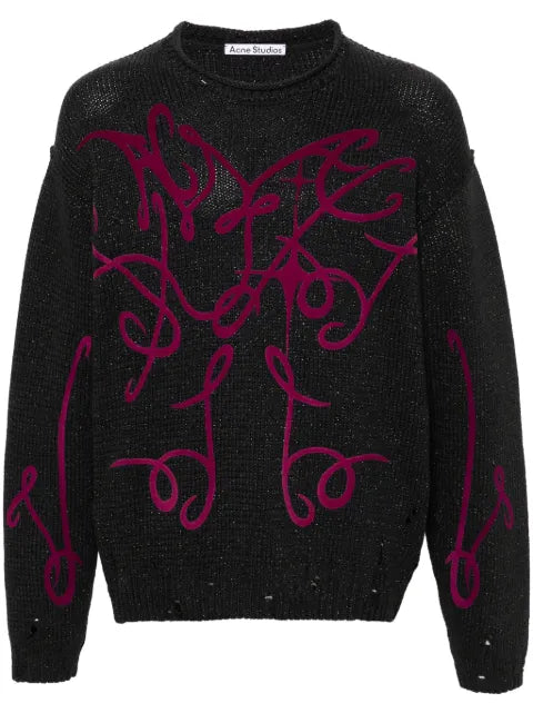 Acne Studios flocked-logo distressed jumper