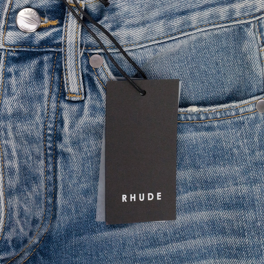 INDIGO REWORKED STRAIGHT-FIT JEANS