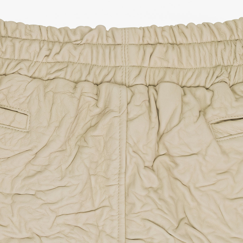 CREAM CRINKLED TAILORED SHORTS