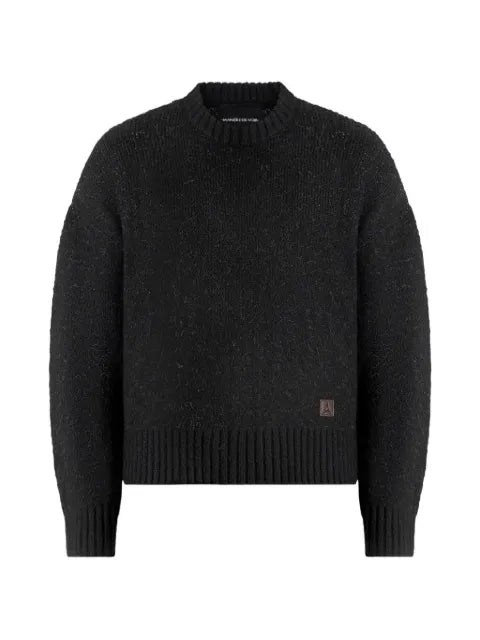 Manière De Voir Kamil - art slogan brushed wool knit jumper - black