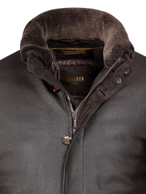 Moorer Cleros-p1 jacket with fur collar