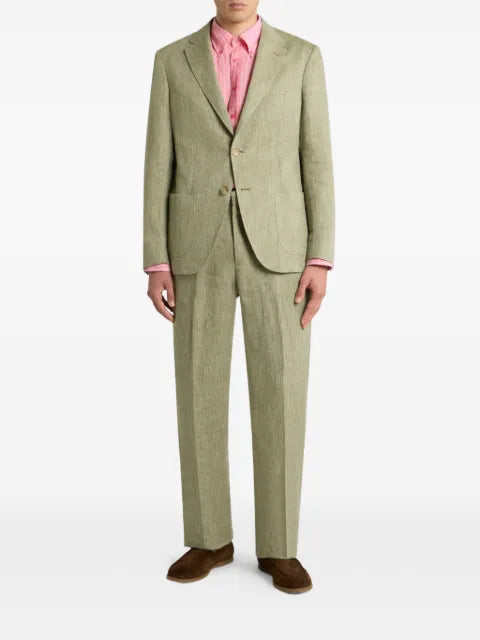 ETRO chevron-motif single-breasted linen jacket