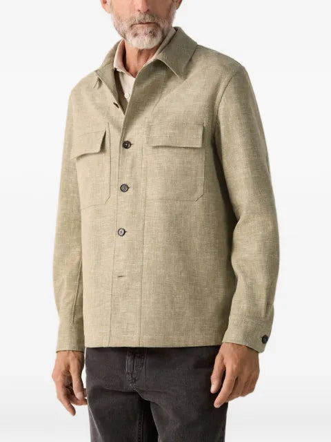 Zegna crossover linen wool and silk blend overshirt