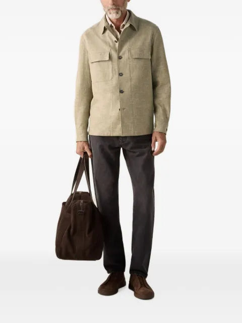 Zegna crossover linen wool and silk blend overshirt