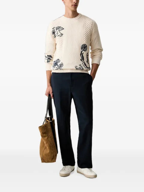 Scotch & Soda x Royal Delft embroidered cable-knit sweater