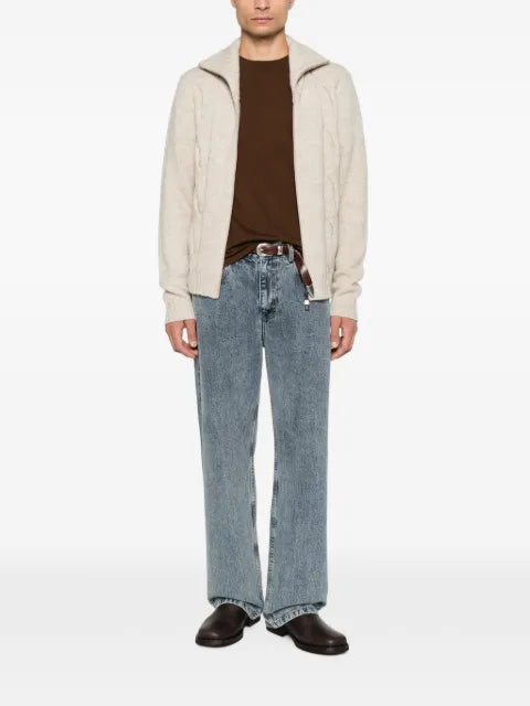 Corneliani cable-knit zip-up sweater