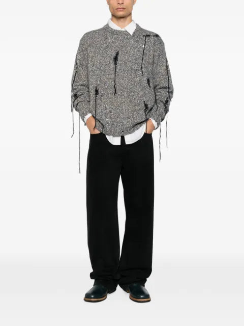 atomo factory distressed marl-knit sweater