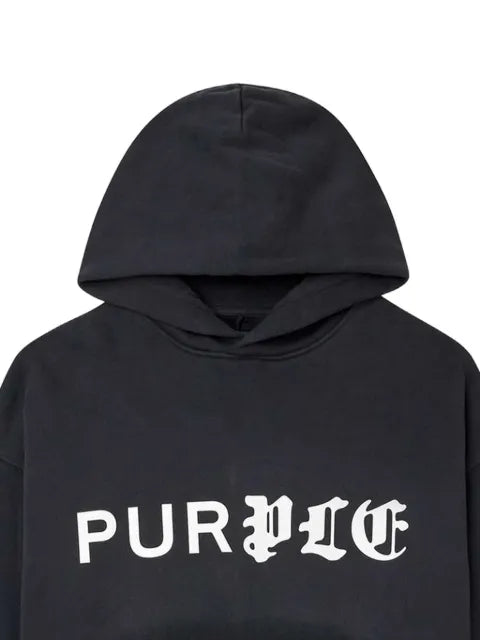 Purple Brand logo-print raw-edge hoodie