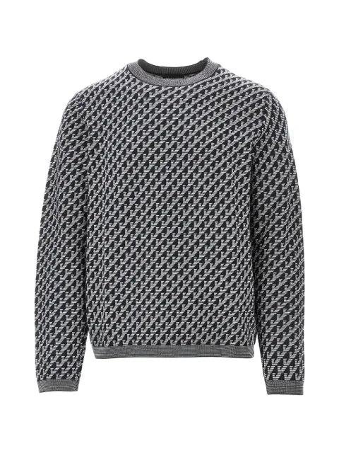 Emporio Armani geometric-pattern virgin wool sweater