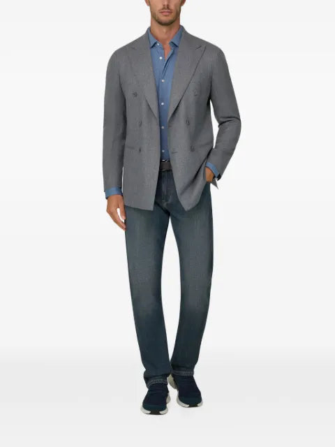 Boggi Milano double-breasted wool flannel blazer