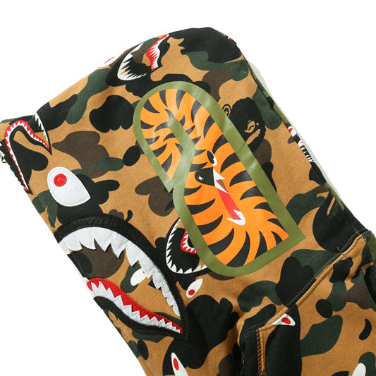 BAPE Colorblock Camo Shark Zip Hoodie