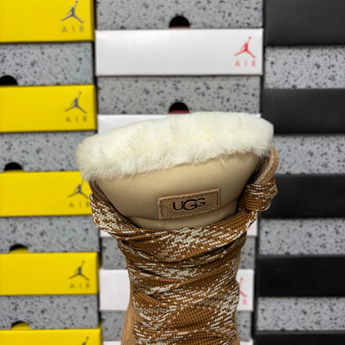 UGG Classic Hiker Women's Boot – Suede & Textile Hiker Boot with Shearling Lining, Braided Rope Lace & Classic Sunburst Sole in Chestnut