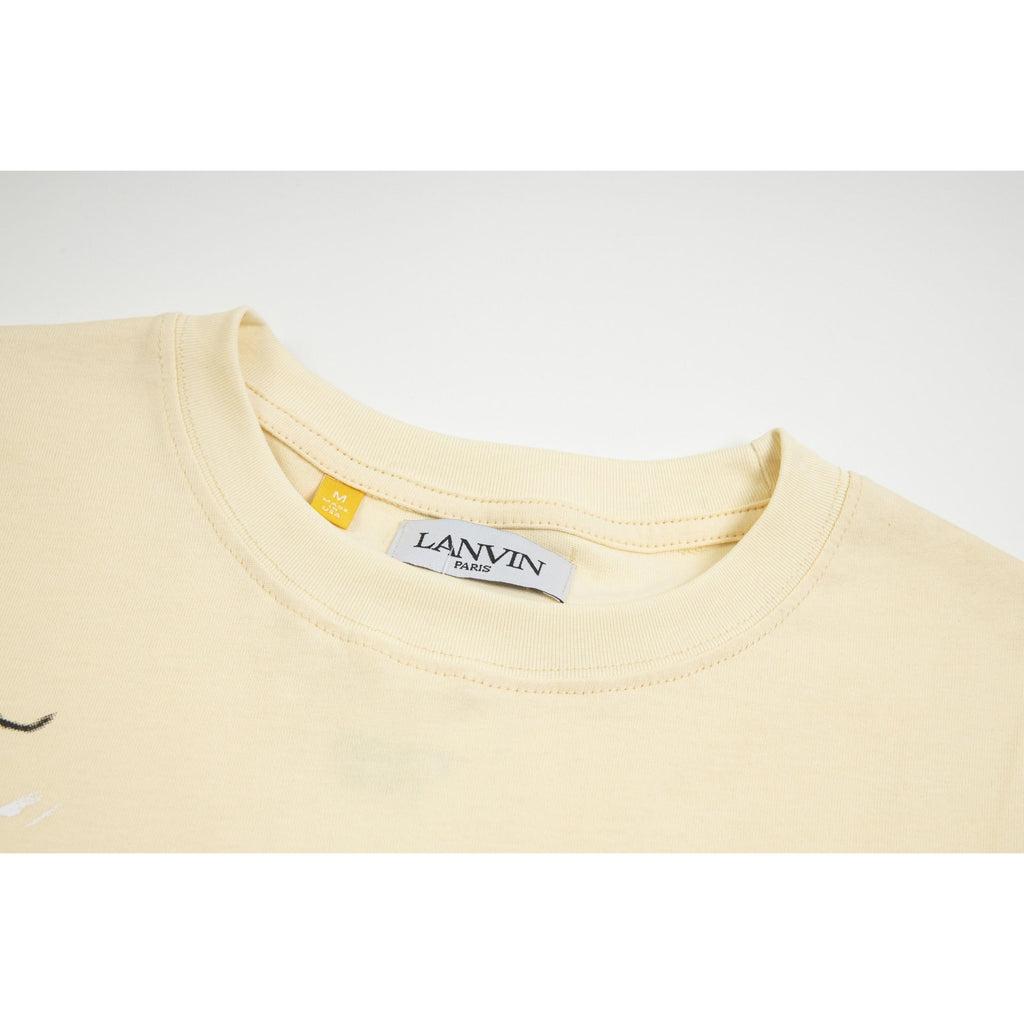 Gallery Dept T-Shirt Joint Letter Embroidery Hand Painted Ink Splashing Short Sleeve T-Shirt