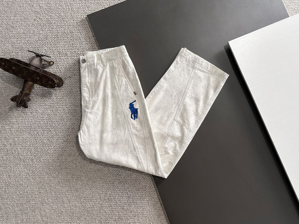 Ralph Lauren Men's White Straight‑Leg Casual Trousers