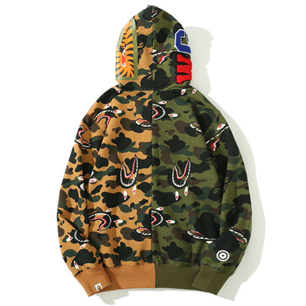 BAPE Colorblock Camo Shark Zip Hoodie