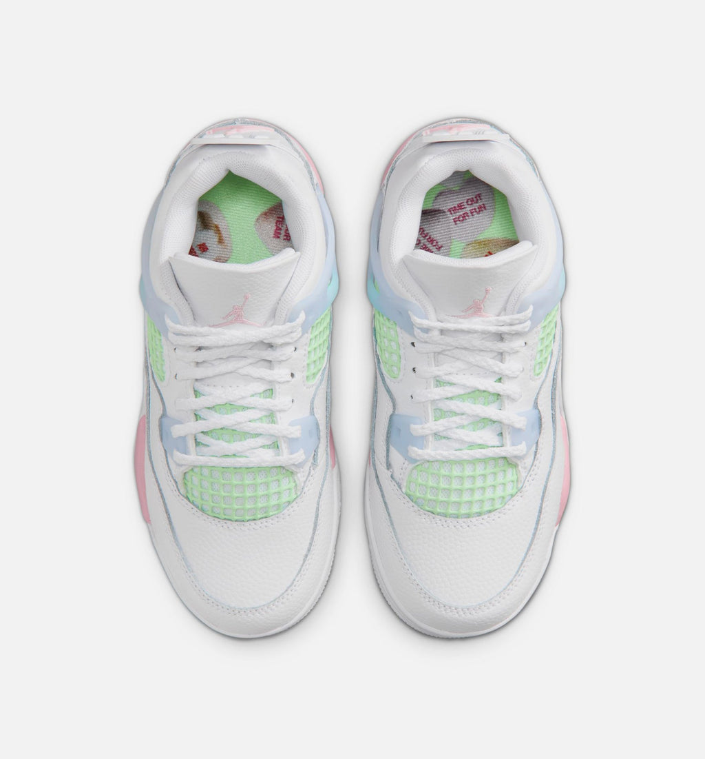 Air Jordan 4 Retro Medium Soft Pink Preschool Lifestyle Shoe – White/Medium Soft Pink/Half Blue