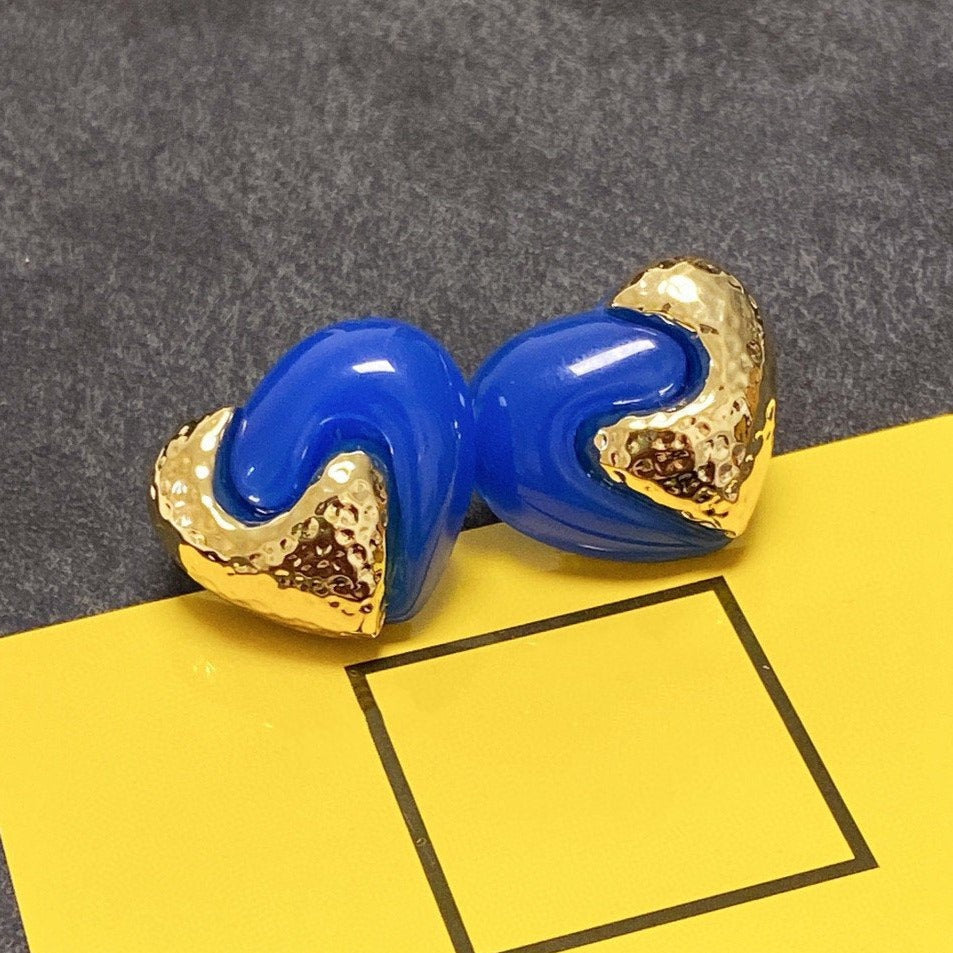 FENDI F HEART GOLD BLUE EARRINGS