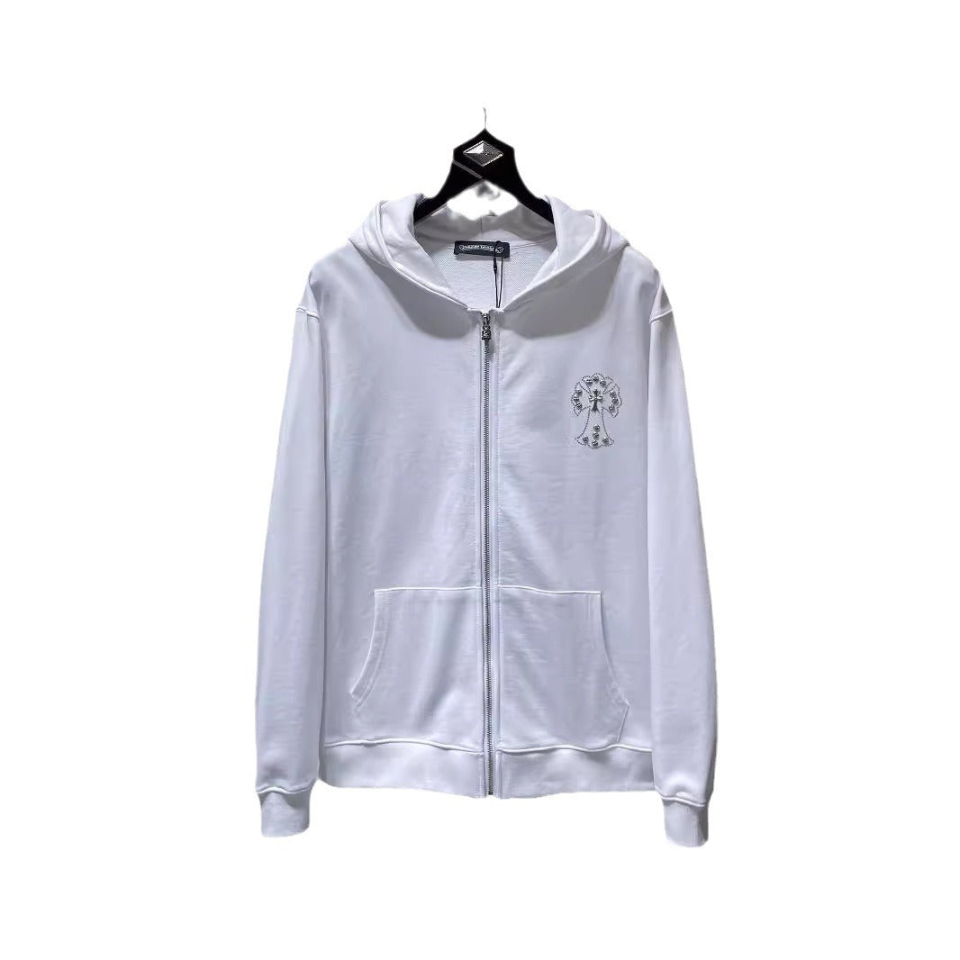 Chrome Heart Hoodie Autumn Winter Crowe Hot Diamond Cross Hooded Sweater Loose