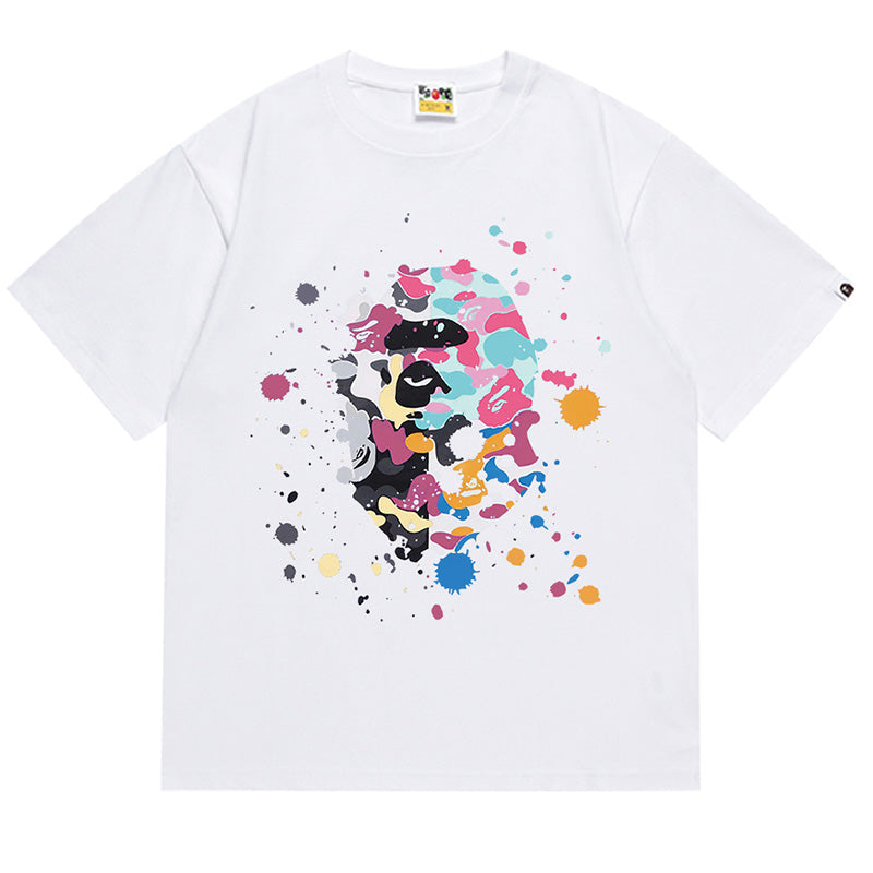 BAPE Splash Paint Ape Head Men's T-Shirt - Black