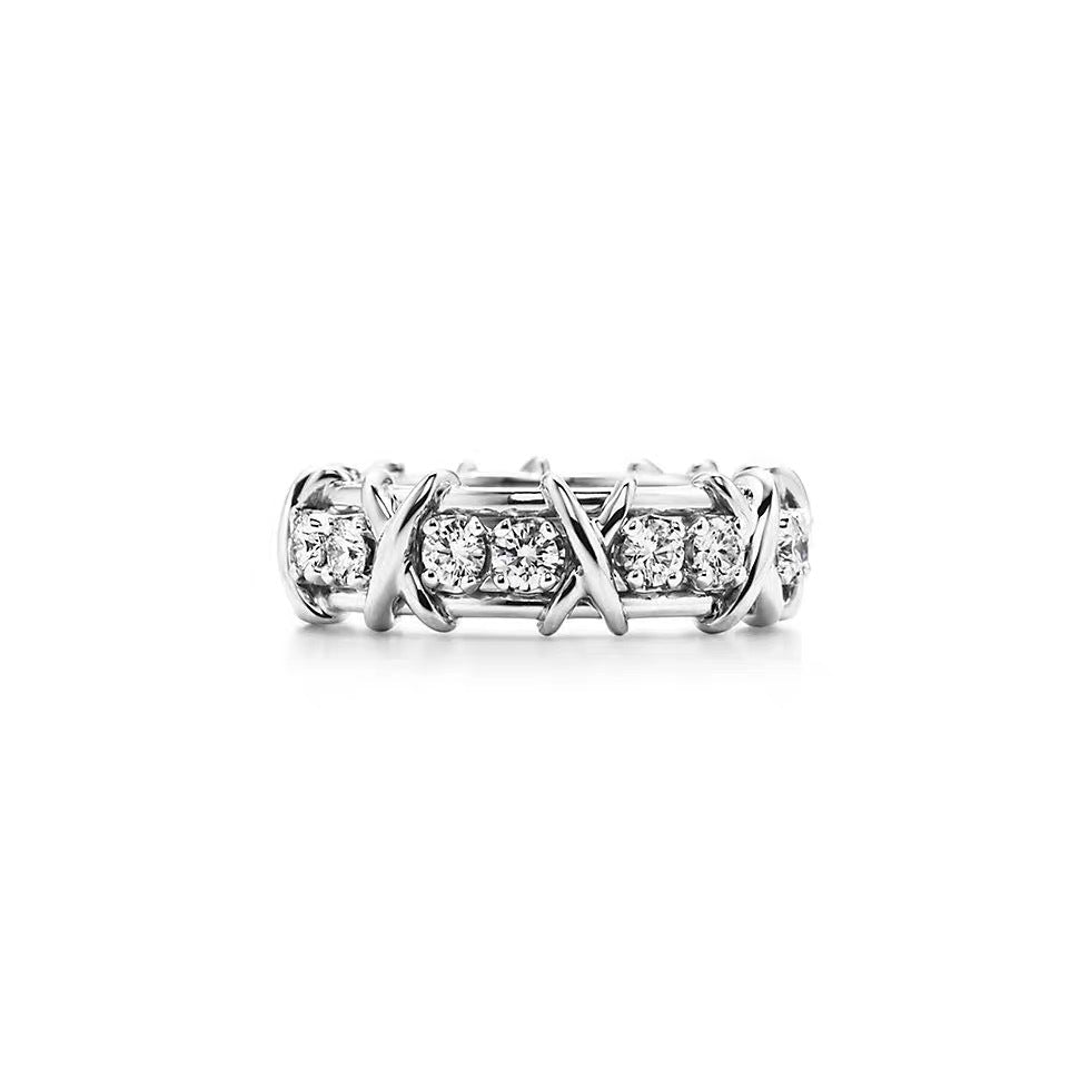 Tiffany Style Crossover Cubic Zirconia 18K Gold-Plated Ring