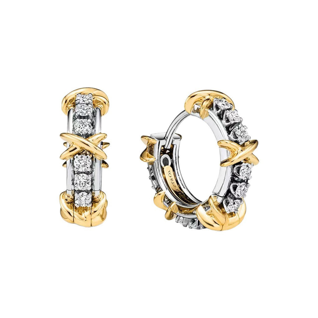Tiffany Style Crossover Cubic Zirconia 18K Gold-Plated Earrings