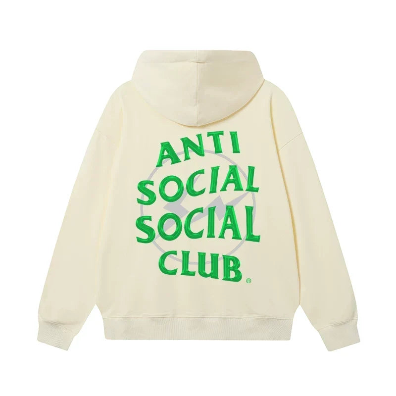 Anti Social Social Club Green Logo Cream Hoodie