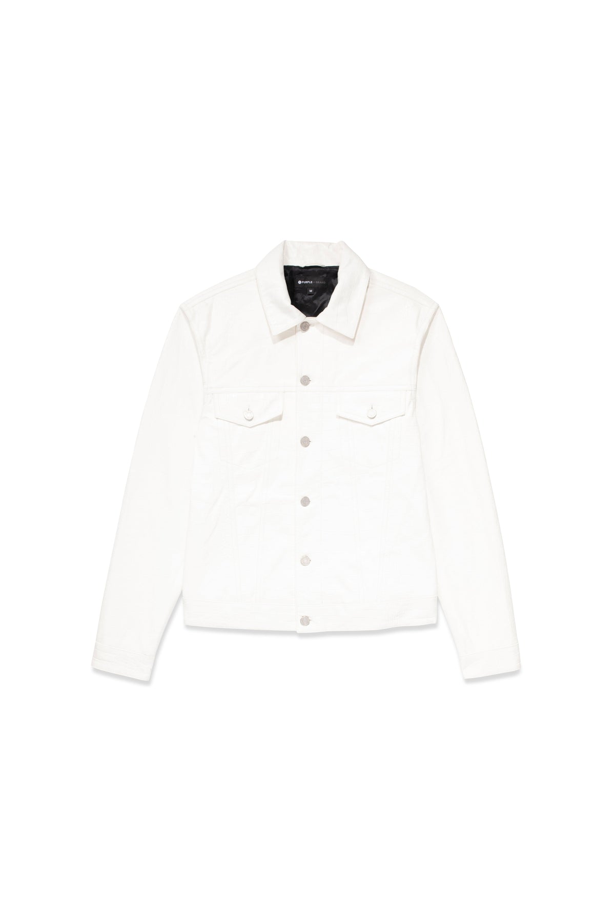 P028 LEATHER TRUCKER JACKET - Brilliant White