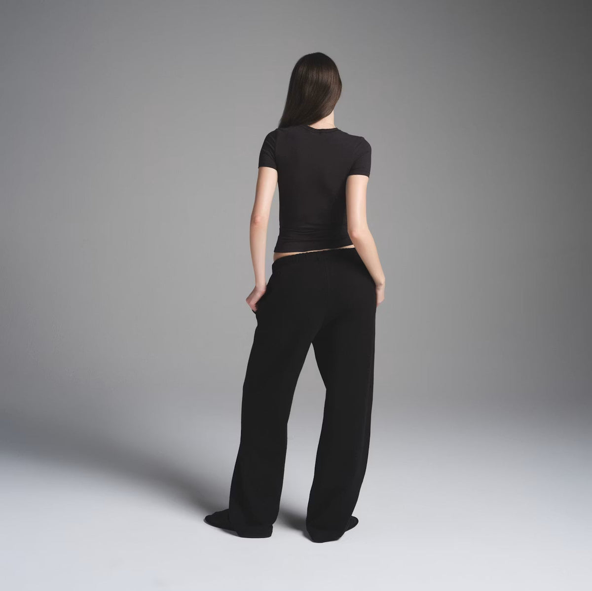 SKIMS Cotton Fleece Classic Straight Leg Pant Black