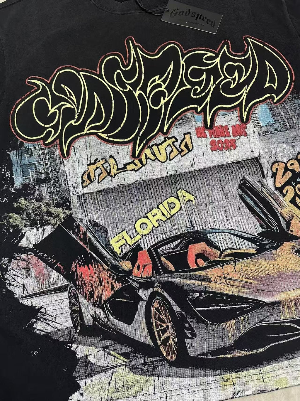 Godspeed Car Graffiti Graphic T-Shirt