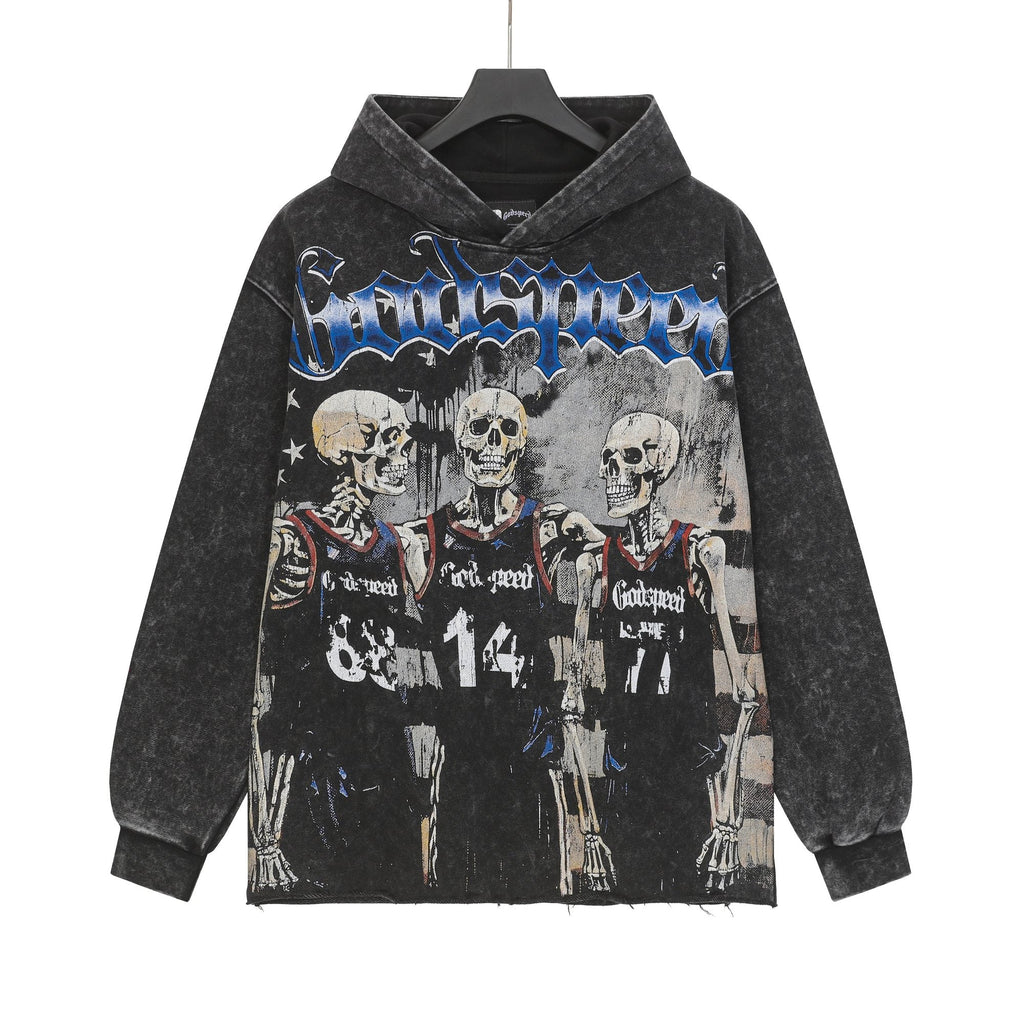 Godspeed Pain No Gain Acid Wash Graphic Hoodie