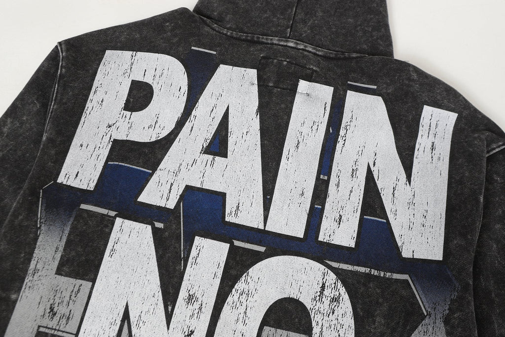 Godspeed Pain No Gain Acid Wash Graphic Hoodie