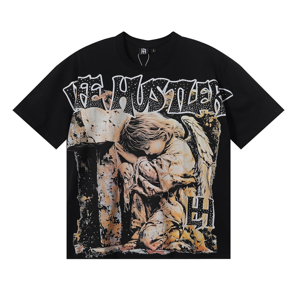 Life Hustlere Praying Angel Rhinestone Graphic T-Shirt
