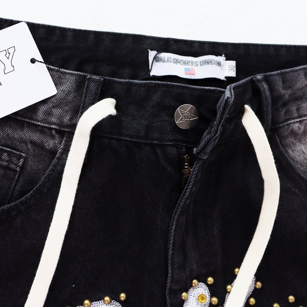 VALE Sports Division Embellished Wide-Leg Jeans