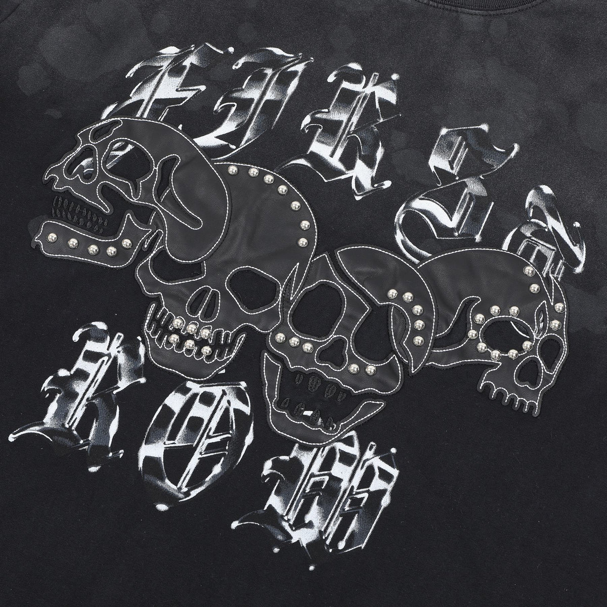 FIRST ROW Wake Up and Be Fierce Skull Appliqué T-Shirt