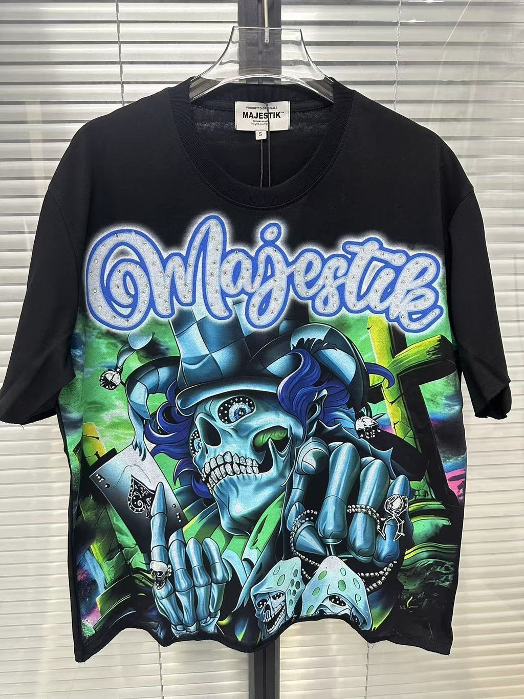 MAJESTIK Blue-Green Front & Script Back Graphic T-Shirt