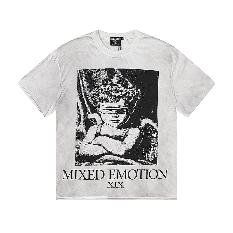 MIXED EMOTION Angel Back-Print Short-Sleeve T-Shirt