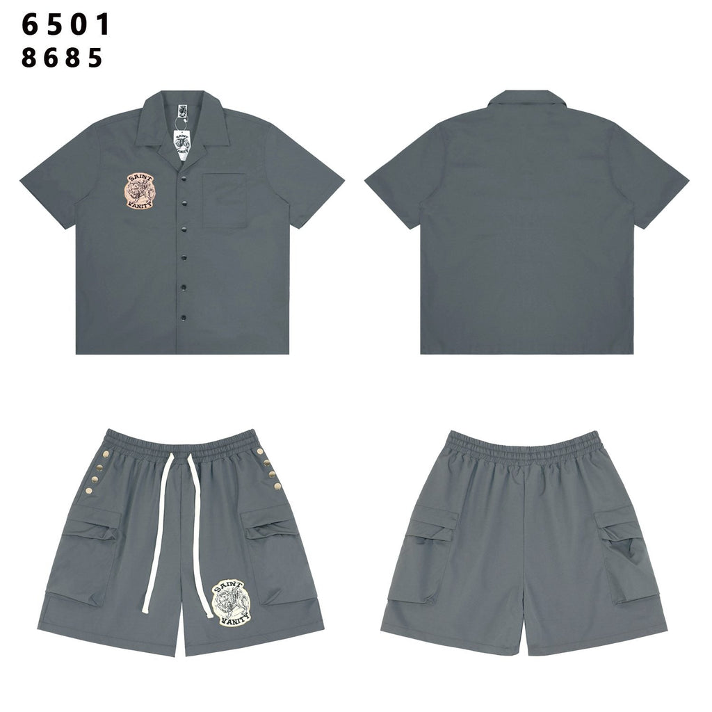 SAINT Tiger Patch Camp-Collar Shirt & Shorts Set