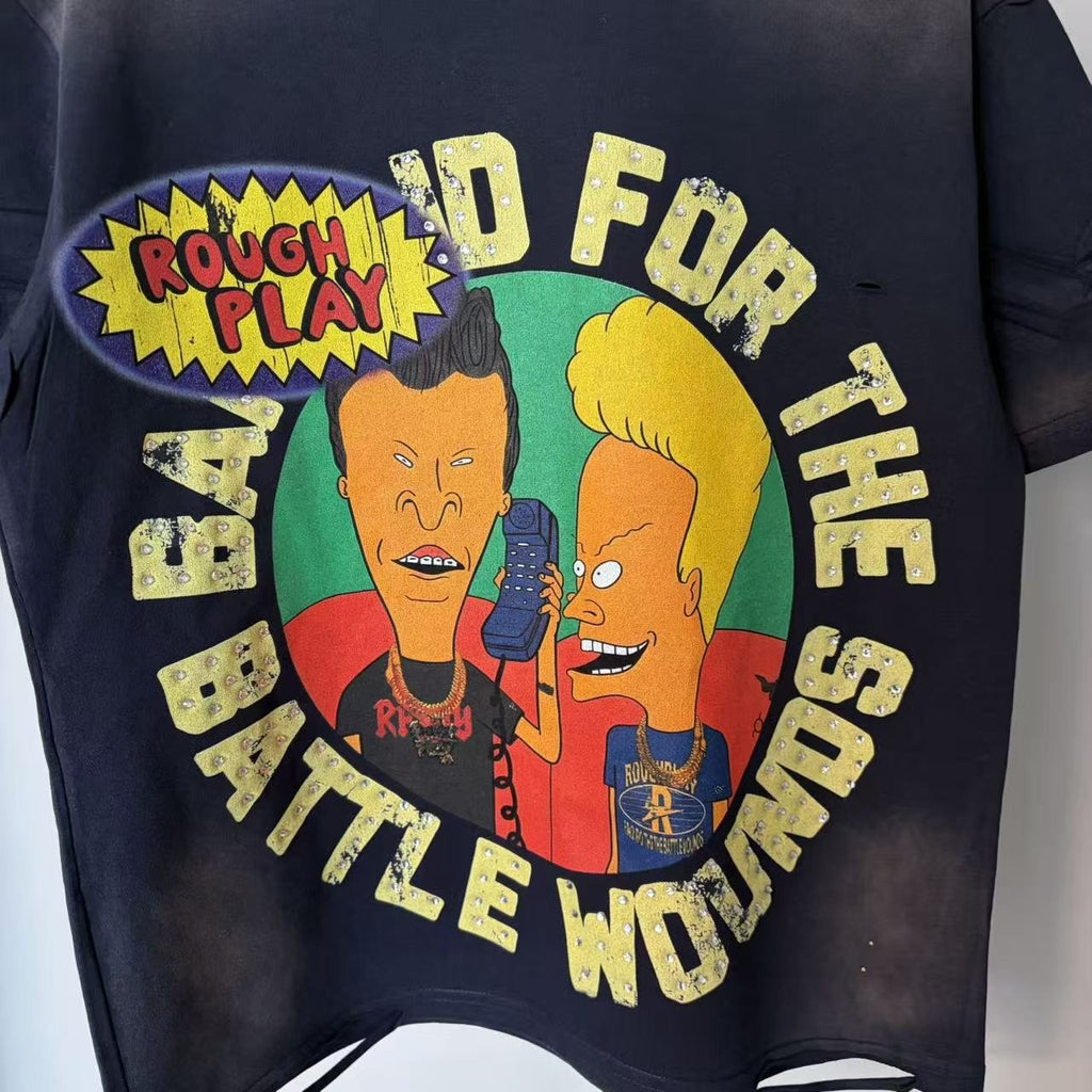 Rough Play Battle Wounds Graphic T-Shirt - Black