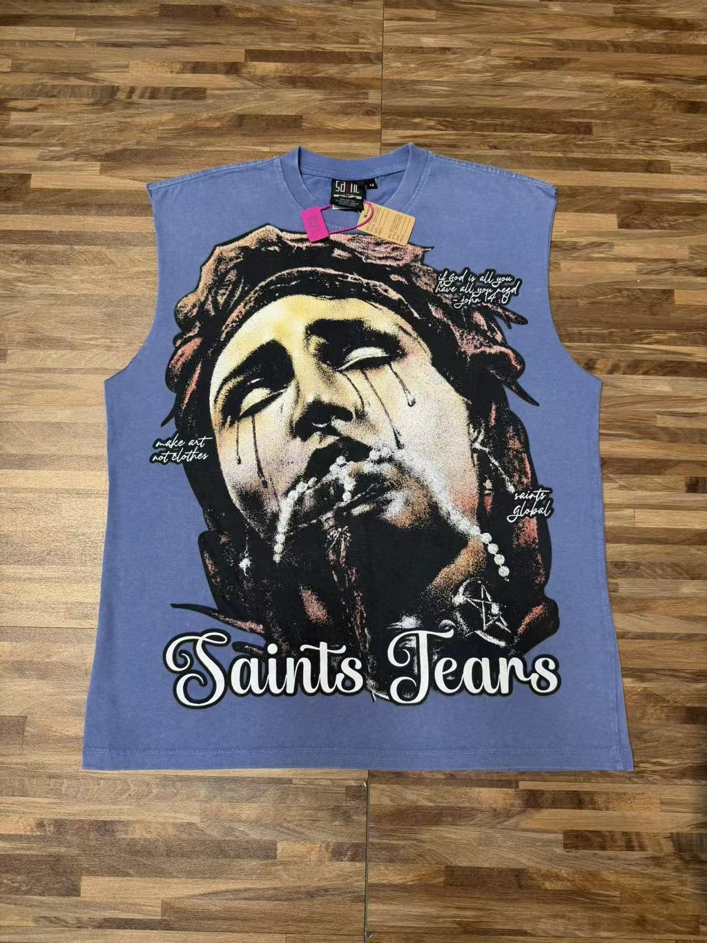 SAINT Tears & Crucifix Graphic Sleeveless T-Shirt