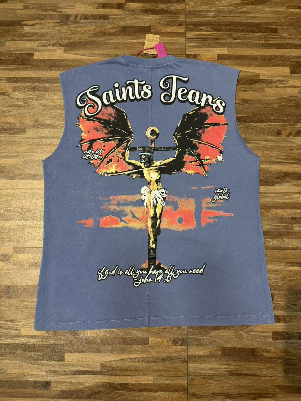 SAINT Tears & Crucifix Graphic Sleeveless T-Shirt