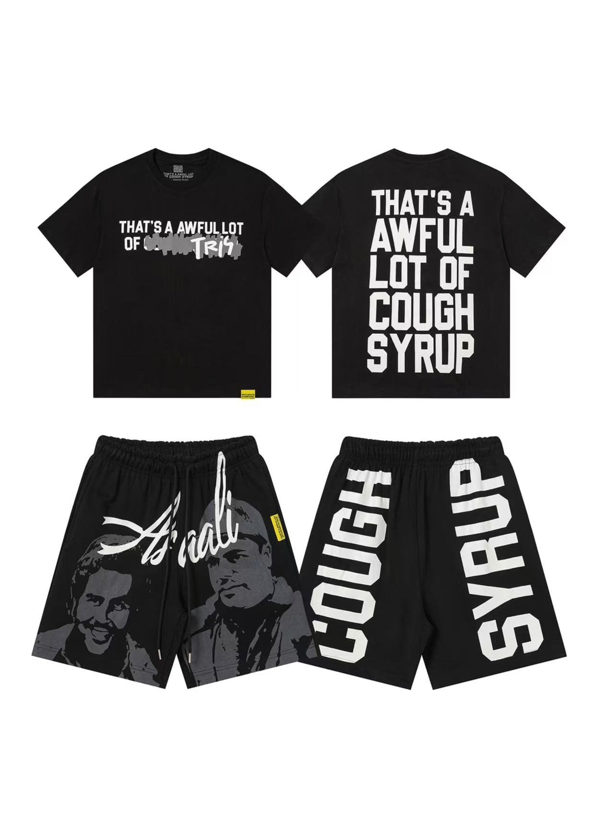 THAT'S A AWFUL LOT OF COUGH SYRUP Minimal Text Short-Sleeve Set