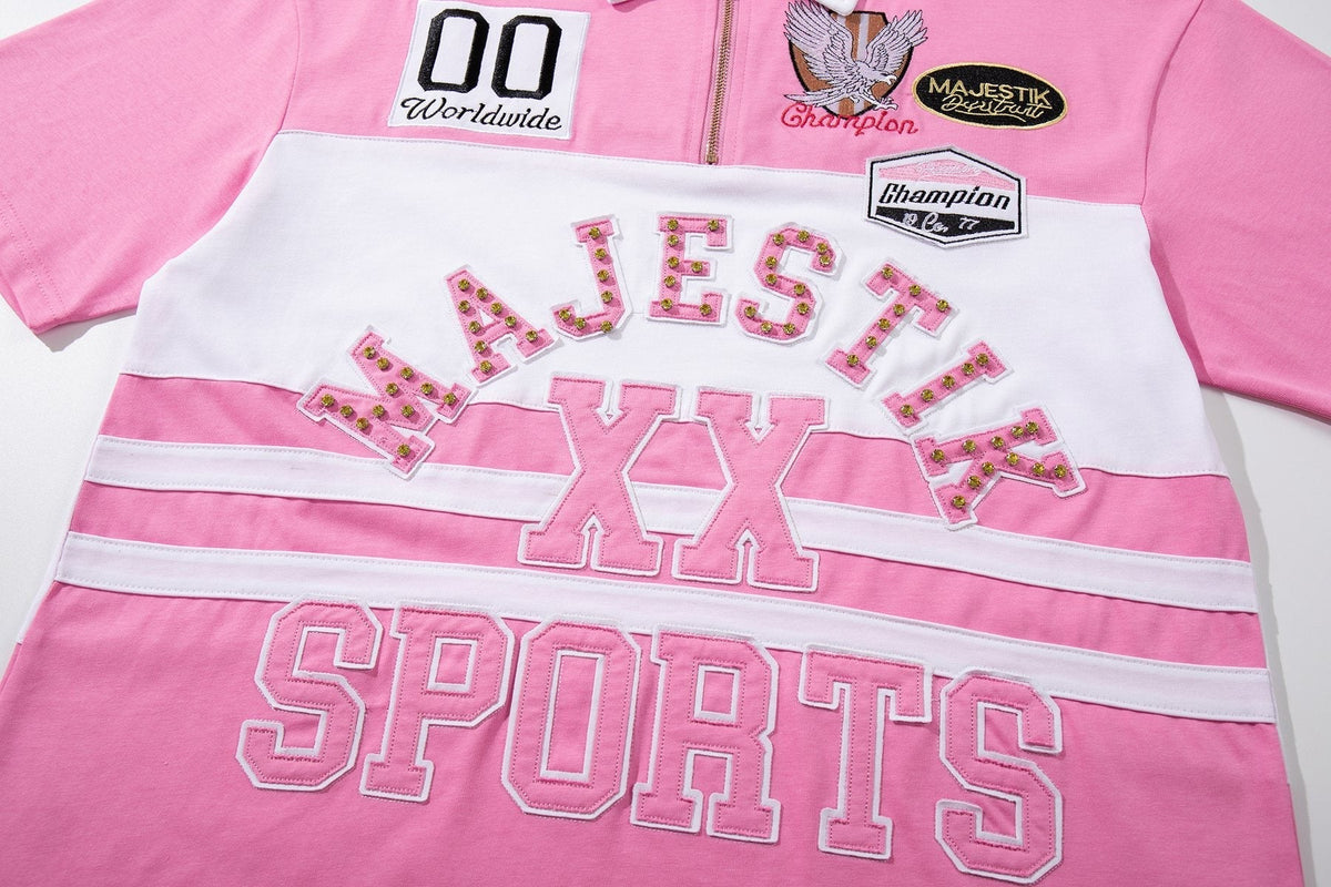 MAJESTIK XX Sports Graphic Zip Polo Shirt