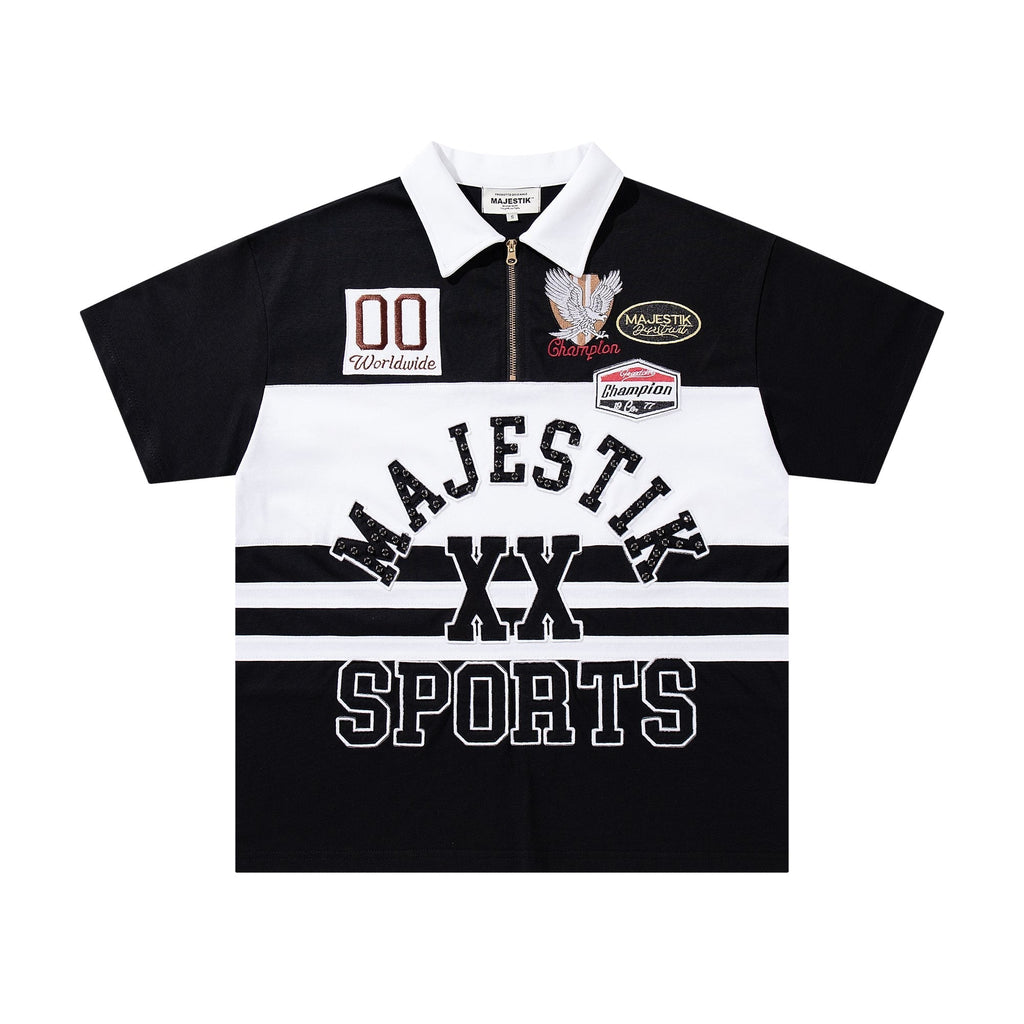 MAJESTIK XX Sports Graphic Zip Polo Shirt