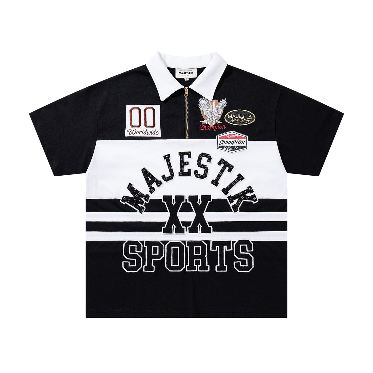 MAJESTIK XX Sports Graphic Zip Polo Shirt