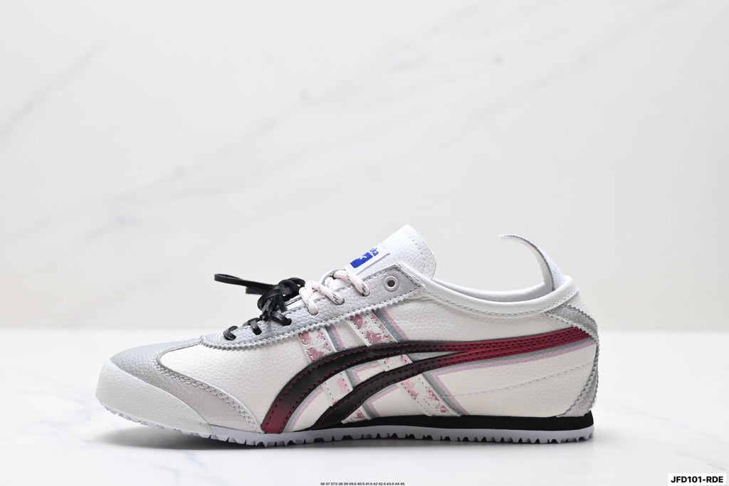 Onitsuka Tiger Retro Low Top White Black Burgundy Unisex Shoes Style 27