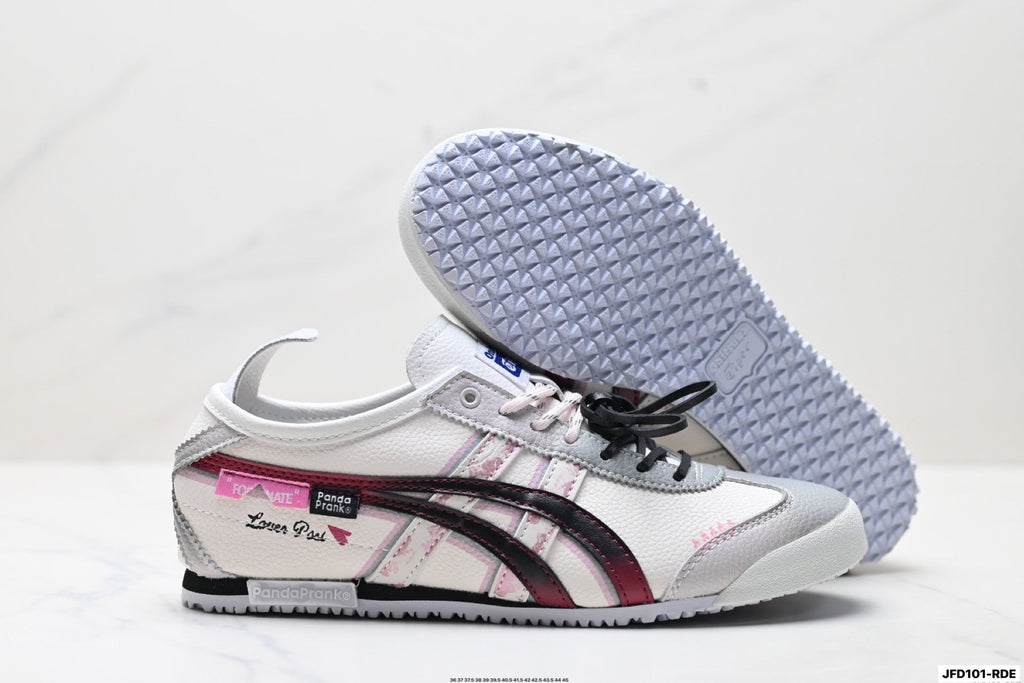 Onitsuka Tiger Retro Low Top White Black Burgundy Unisex Shoes Style 27